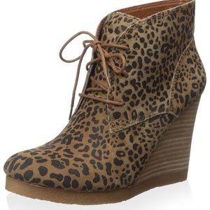 NWOB Lucky Brand Taheeti Animal Print Wedge Booties Size 6.5